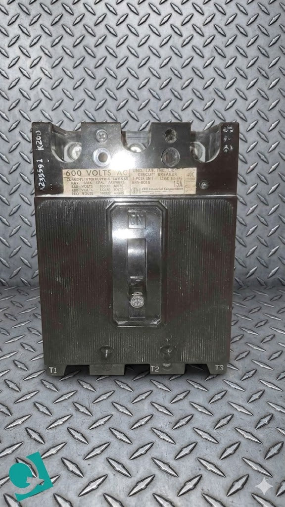 ITE IMPERIAL CORPORATION 3 POLE UNIT 15A 600 VOLTS Circuit Breaker (SKU: 110204)
