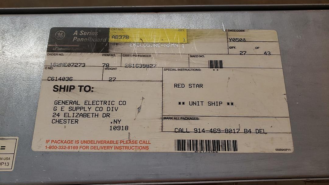 GE 125A A Series Panel Board 208/120v 3Ph Loaded w/ Main(S6LLST12103)