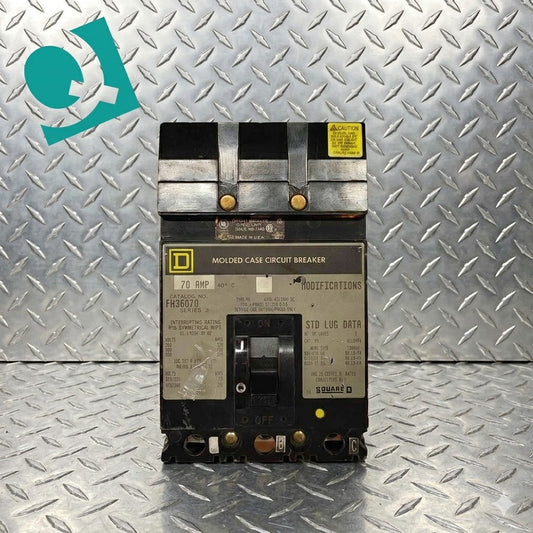Square D 70A 3 Pole Circuit Breaker 600VAC 250VDC FH36070(104837)