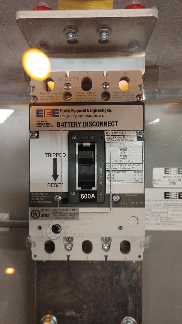 EEE Mounted 500A Battery Disconnect Breaker NFX38250 DC NEW300(S6LLST12649)