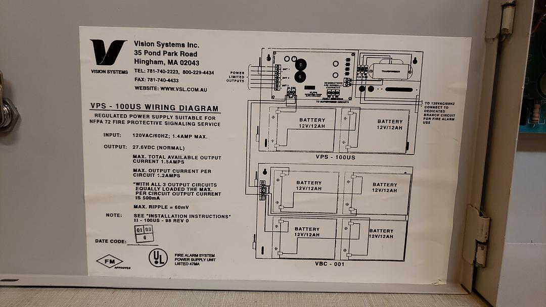 Vision Systems VPS-100US Vesda Power Supply(S6LLST8977)