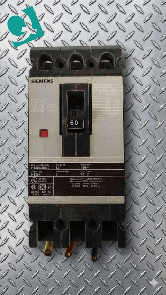 Siemens 60A 3 Pole Circuit Breaker 480VAC HED43B060(104798)