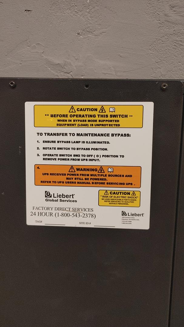 Liebert 125A Bypass Switch NMBHW81(S6LLST11563)