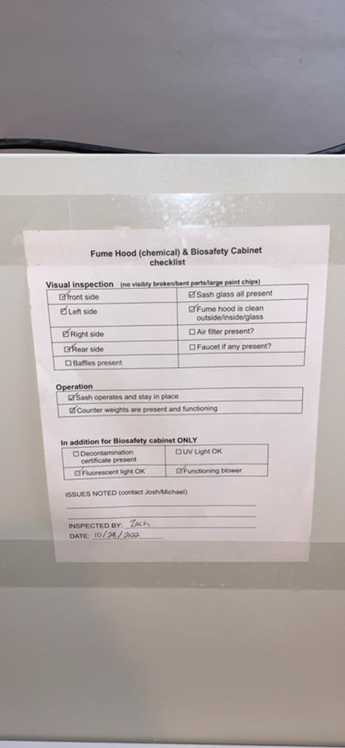 NUAIRE Class II Type A2 Fume hood NU-440-400(S6LLST8287)