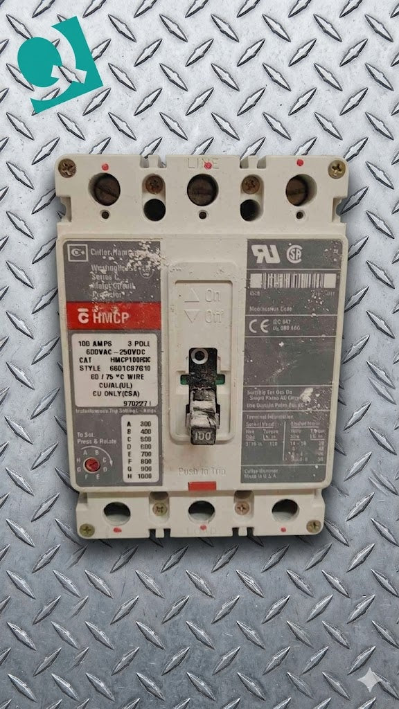 Cutler-Hammer 3 Pole Circuit Breaker 100A 600VAC-250VDC HMCP100R3C (109401)