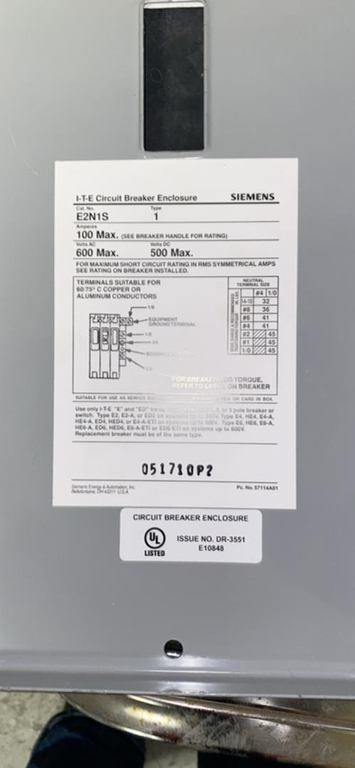 Siemens 50A ED63B050 Circuit Breaker in Disconnect Enclosure(S6LLST4387)