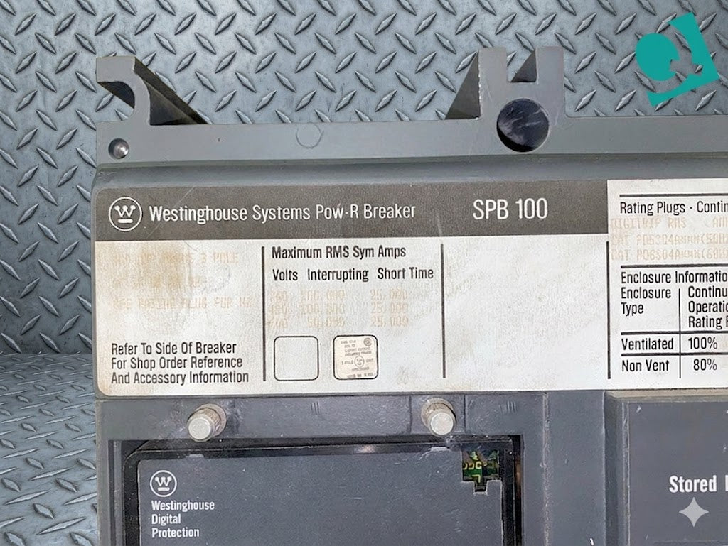 Westinghouse PowR Circuit Breaker 400A SPB 100 w/ Digitrip RMS Cat: PD6S04A020(S6LLST1568)