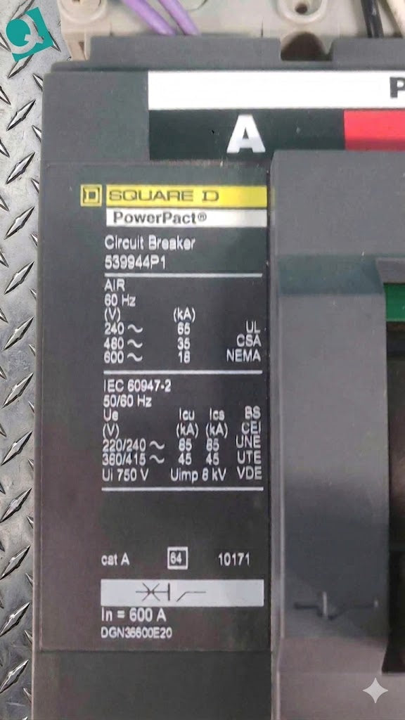 Square D PowerPact DGN36600E20 600 Amp 3 Pole 600V Breaker STR 23 SP 600A DG 35k (SKU: 113386)