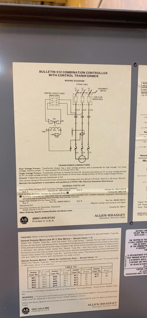 Allen-Bradley Bulletin 512 Combination Starter 509-DOD Switch S6LLST10572(S6LLST10572)