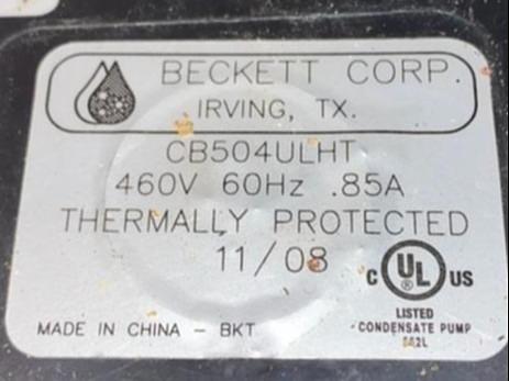Beckett CB504ULHT 460V HIGH TEMPERATURE CONDENSATE PUMP(S6LLST4708)