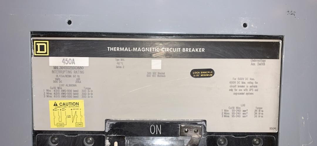450A Square D Enclosed Circuit Breaker MHL364502DC1680(S6LLST9253)