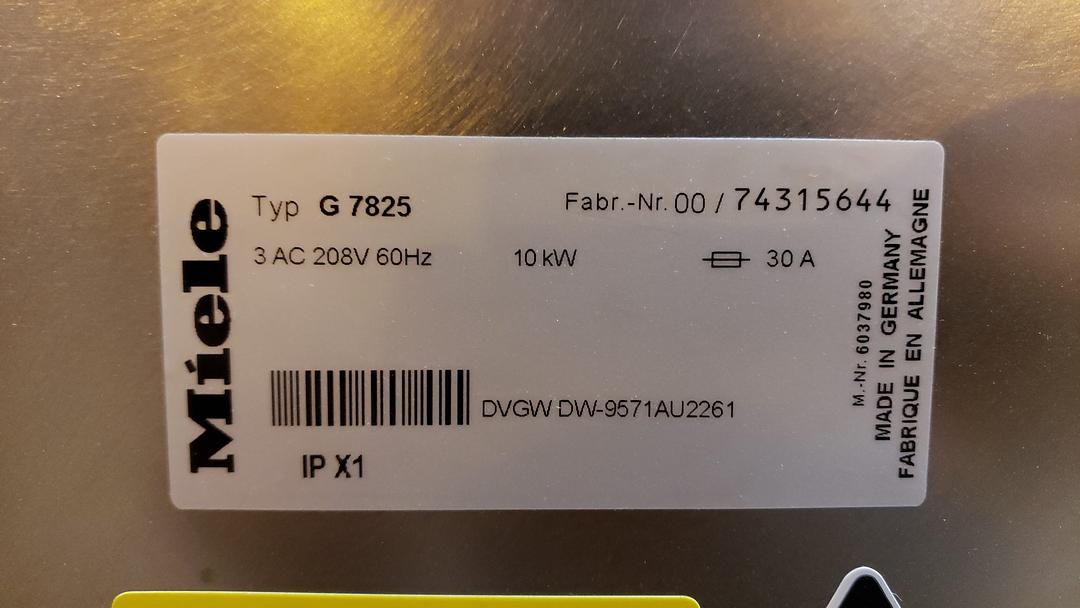 Miele Glassware Washer G7825 208V