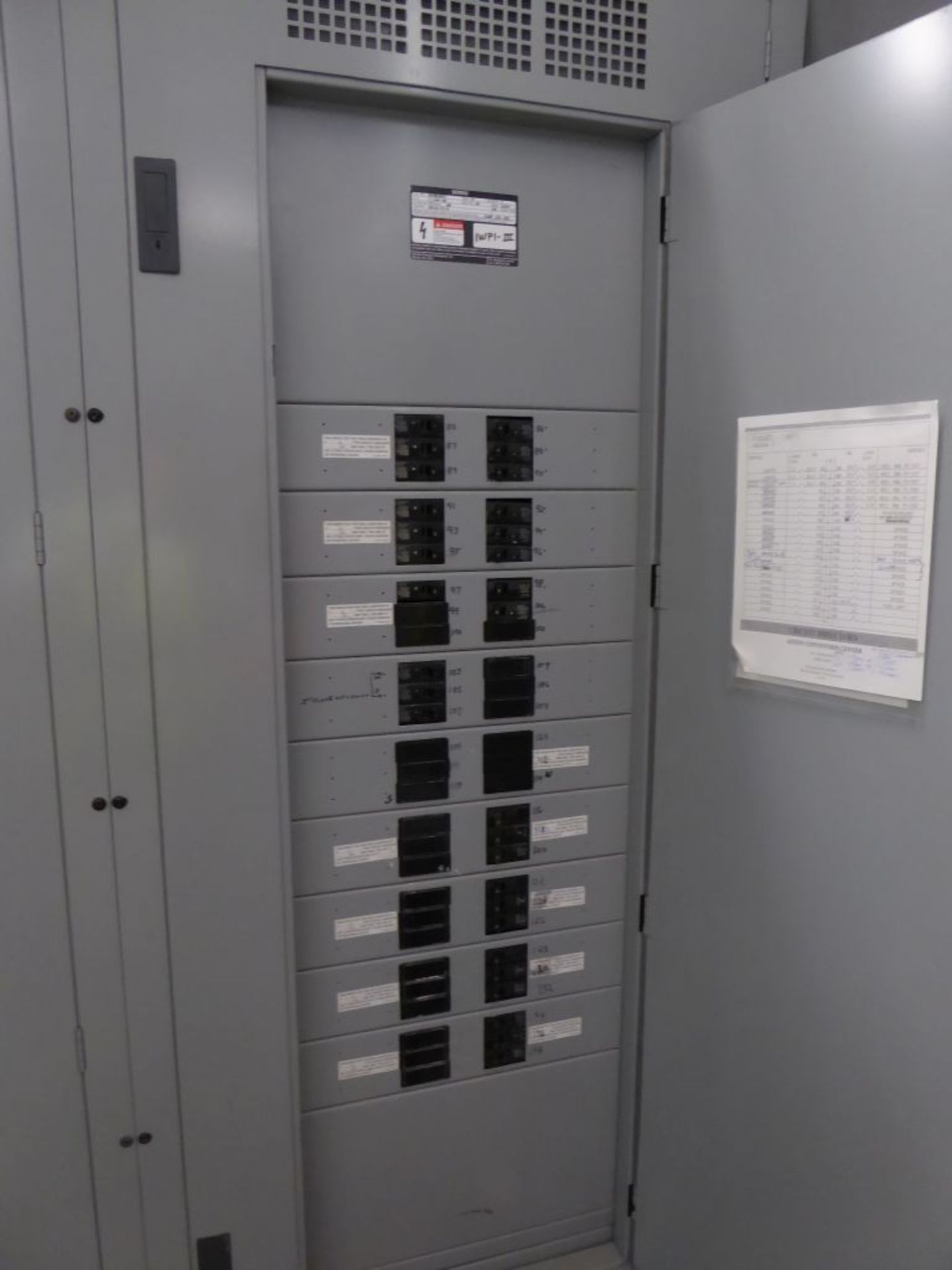 Lot of 3 Siemens 600A Panelboards w/ Circuit Breakers Panel 1 w/ Meter & Main