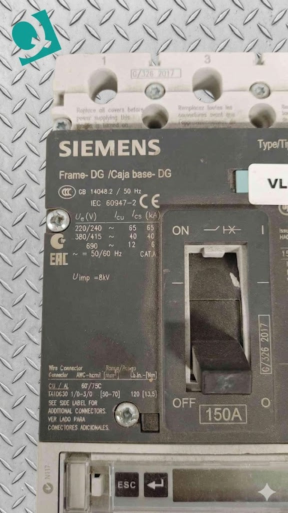 Siemens NDGB 150A 3 Pole Breaker NDK3A150 (SKU: 112319)