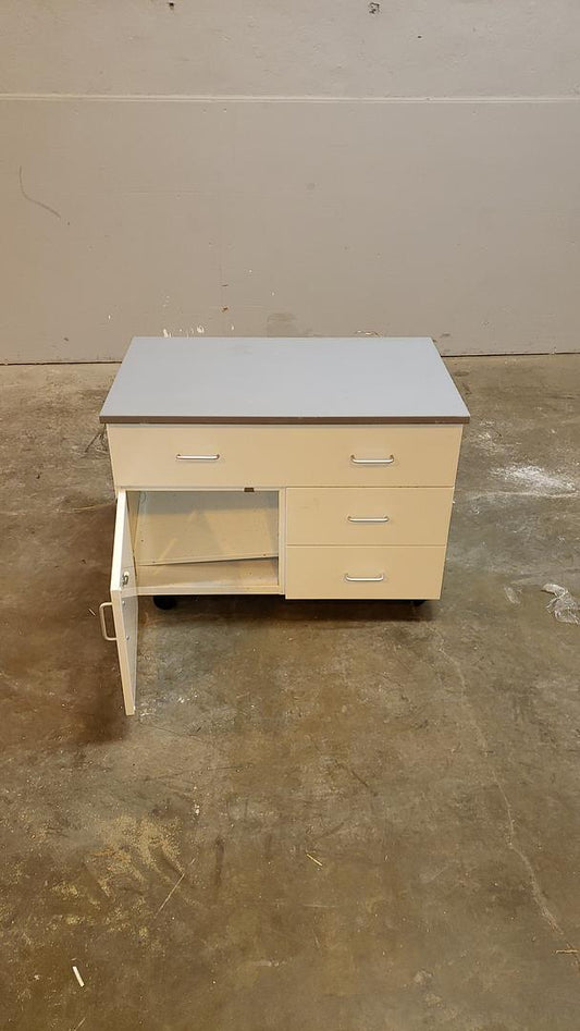 Rolling Lab Casework Metal 3 Drwr 1 Door w/ Counter Top(S6LLST10379)