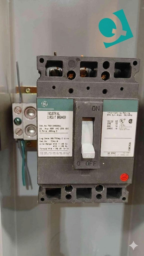 GE 20A 3Pole Enclosed Industrial Circuit Breaker TED134020WL (SKU: 112472)