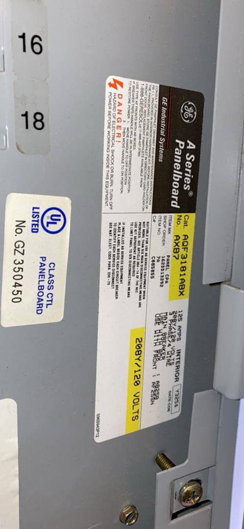 125A GE Panelboard 208/120 W/ Main Loaded(S6LLST4235)