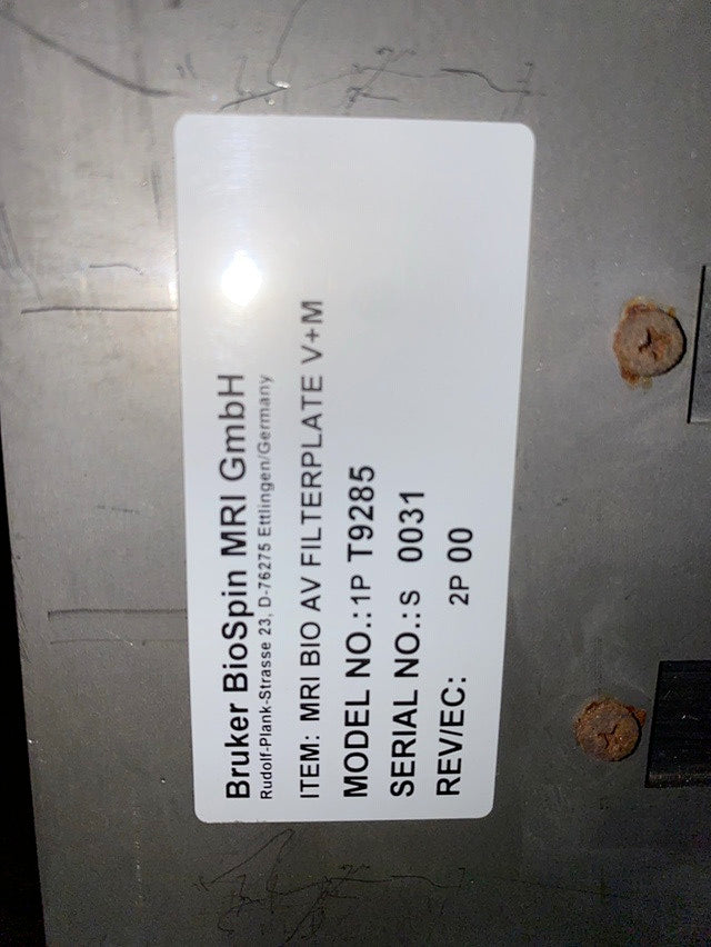 Bruker MRI Penetration Panel Filter Plate Outlet/Inlet(S6LLST0952)