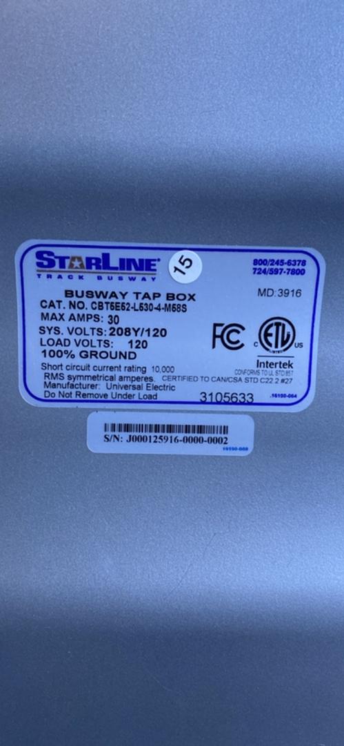 30A STARLINE Busway Tap Box 120v CBT6E52L5304M58S(S6LLST4304)
