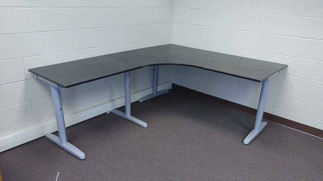 Black Wooden L Table w/ Metal Frame 79x63x28(S6LLST11690)