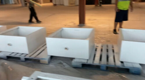 Freshly Painted (outside only) Lab Furniture Overheads & Benches BY LINEAR FOOT(100377)