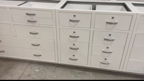 Freshly Painted (outside only) Lab Furniture Overheads & Benches BY LINEAR FOOT(100377)