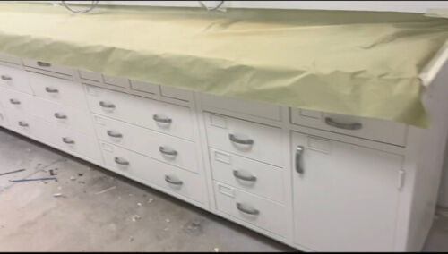 Freshly Painted (outside only) Lab Furniture Overheads & Benches BY LINEAR FOOT(100377)