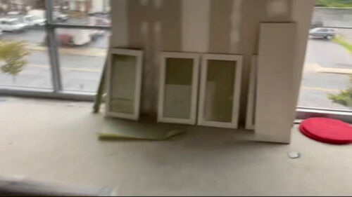 Freshly Painted (outside only) Lab Furniture Overheads & Benches BY LINEAR FOOT(100377)
