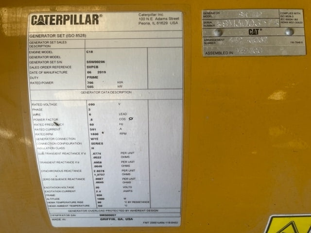 New Caterpillar 565KW Generator End - DPC1192
