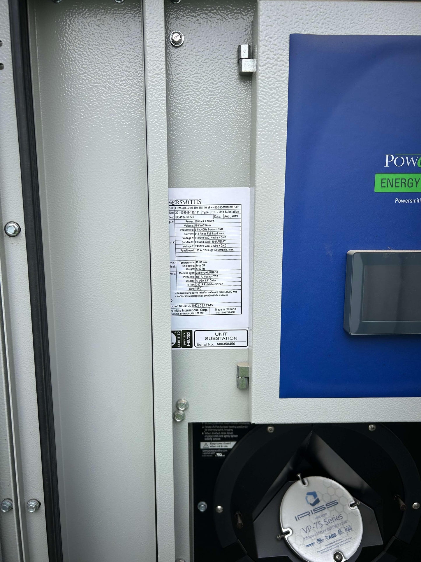 500KVA Powersmiths ESW-500-E20H-480-415 Transformer 480V 120/240