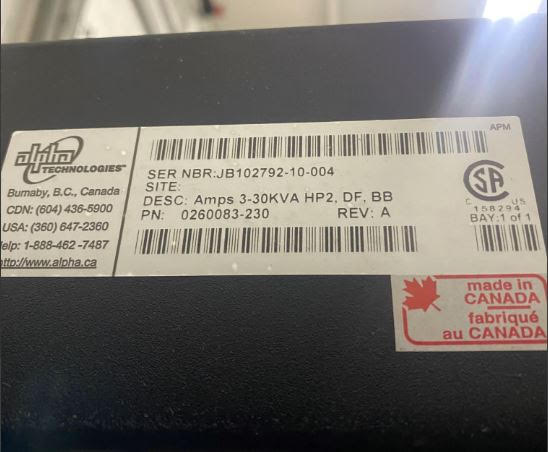 Alpha Technology AMP HP2 AMPS-3-30KVA Rectified Tower-56088