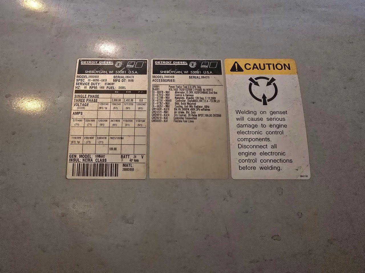 2MW 2000KW Detroit Diesel Generators Enclosed 7821/13200v 703Hrs