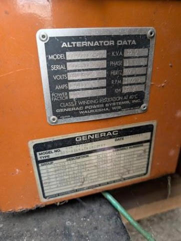 35KW Generac 99-A07732-S Nat Gas LP Generator 1PH '99 TESTED